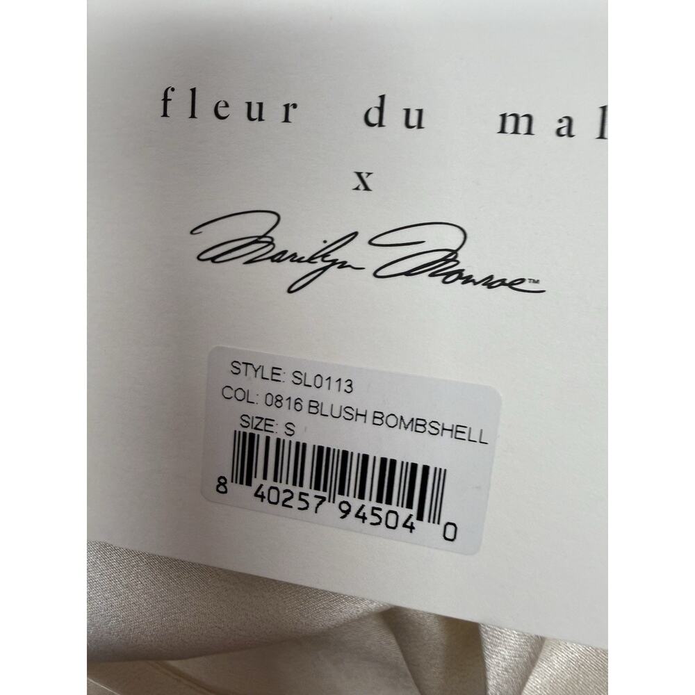 NWT Fleur Du Mal Marilyn Midi Slip Dress Small Silk Satin Graphic Print Ivory - Picture 9 of 10